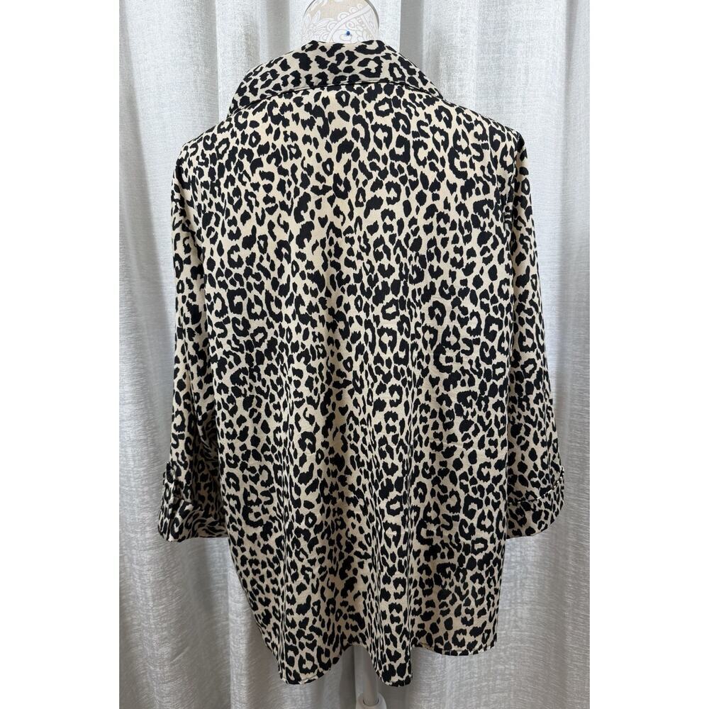 BFA Classics Leopard Print Button Up Blouse 2X Animal Print Career Top - Picture 4 of 10